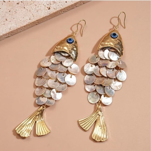 Anthropologie Jewelry - Perla Fish Goddess Gold Earrings
